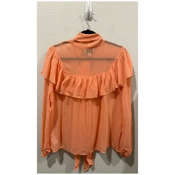 J.CREW Tie-Neck Silk Chiffon Peach Blouse - Picture 6 of 6
